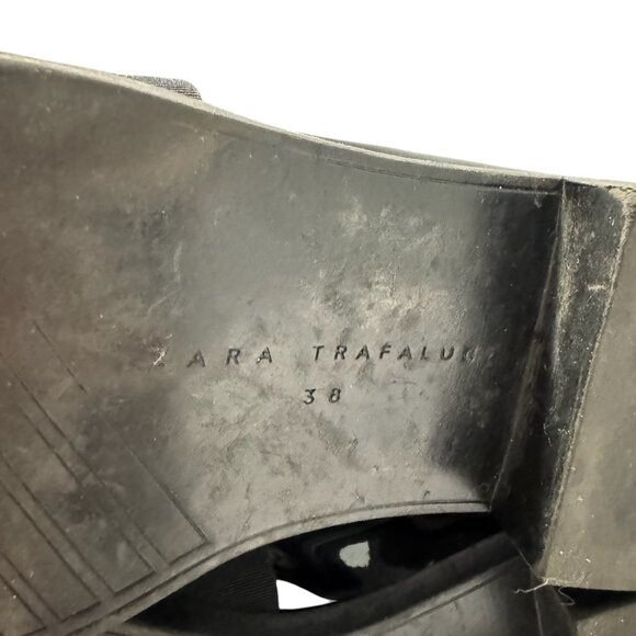 ZARA Vegan Patent Leather Loafers 38 7.5 Low Heel Buckle Detail Goth Preppy Faux - Picture 8 of 16